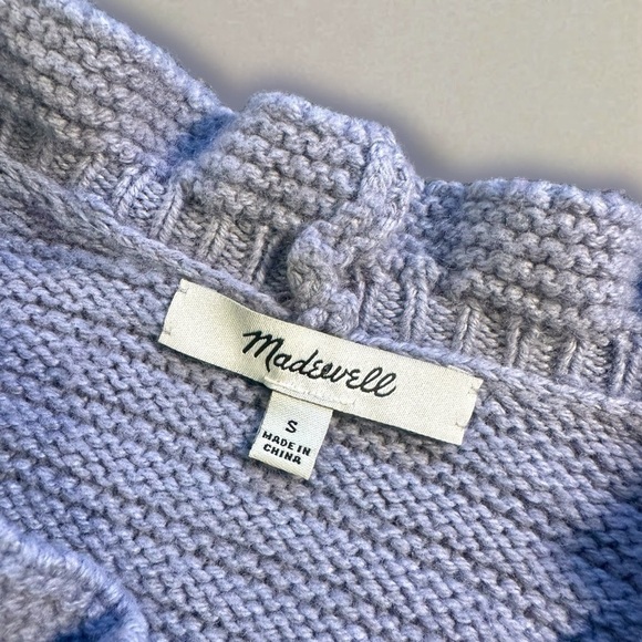 Madewell ‘Ruffle Neck Pullover Sweater’ in Cotton Merino Wool in Dusk Periwinkle - Picture 6 of 16